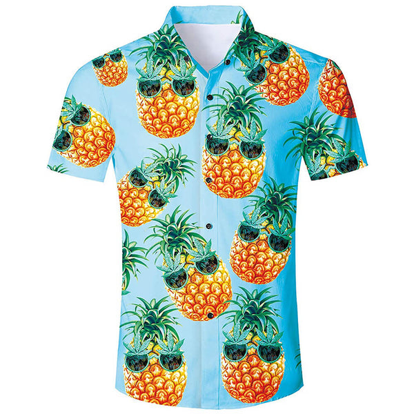 Pineapple Glasses Hawaiian Shirt Light Blue – Forest Coral