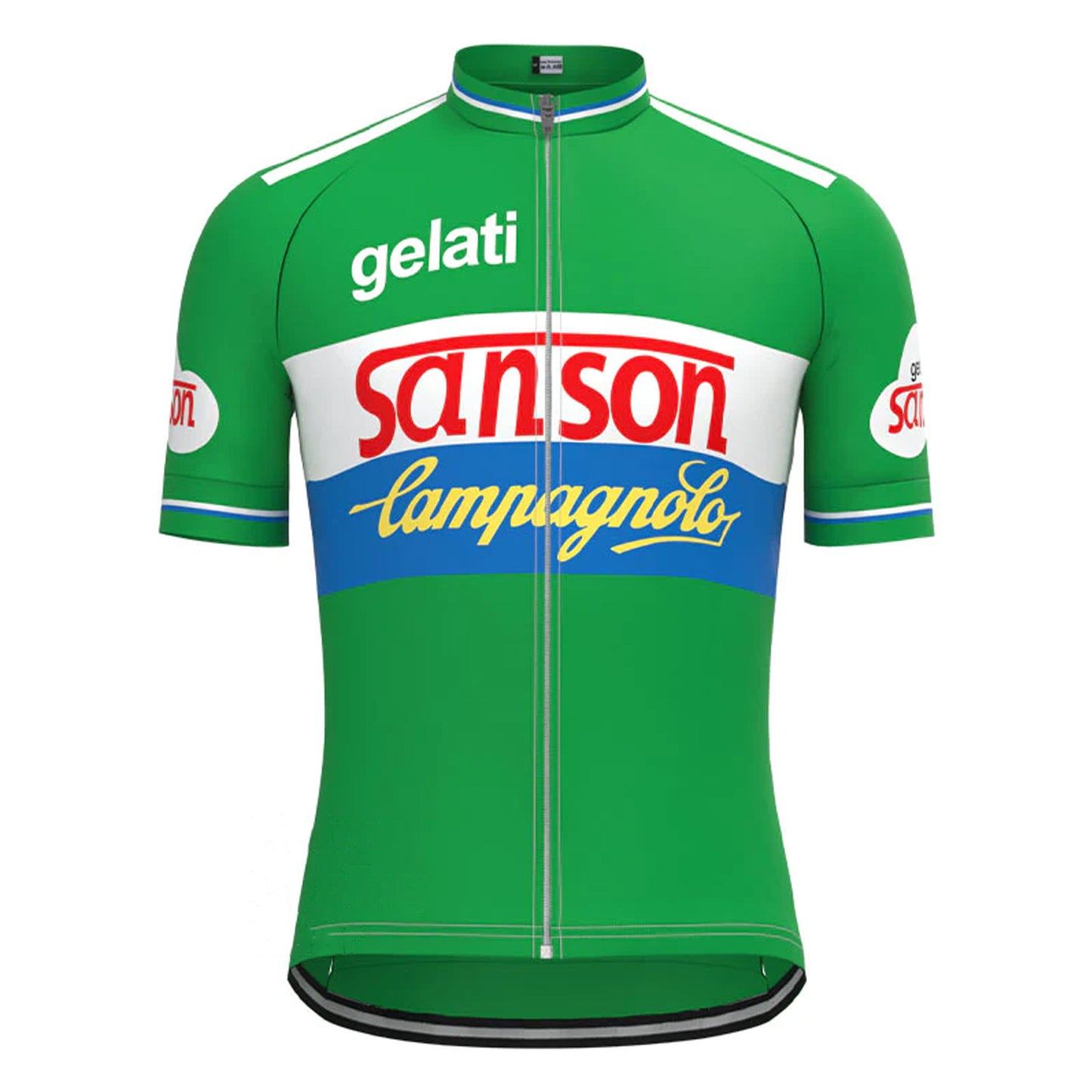 Gis Gelati Sanson Grünes Vintage Kurzarm-Radtrikot-Set