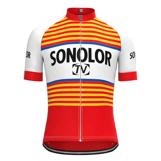 Sonolor Rood Korte Mouw Vintage Fietsshirt Top