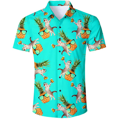 Bierkat Ananas Grappig Hawaiiaans Shirt