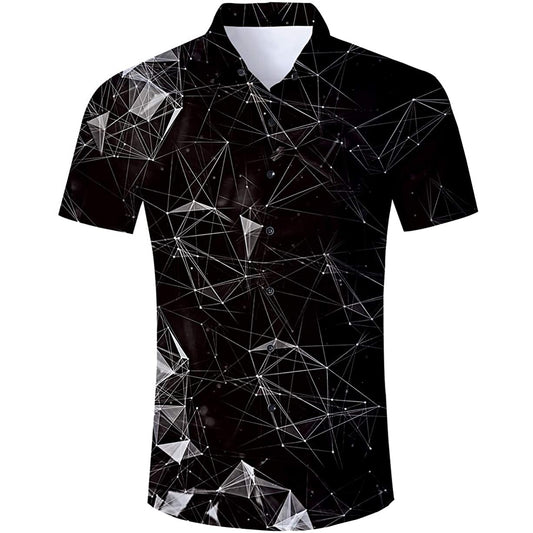 Zwarte geometrie grappig Hawaiiaans shirt