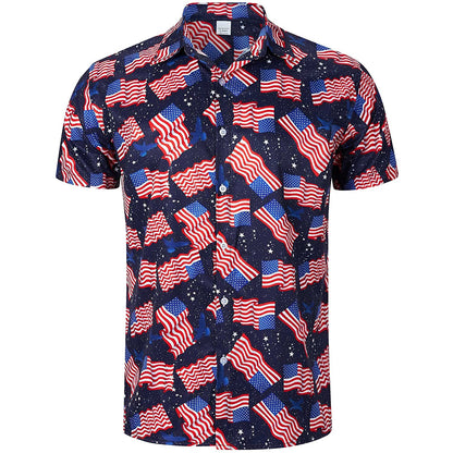 Lustiges Hawaii-Shirt mit Weltraum-Amerikanische Flagge