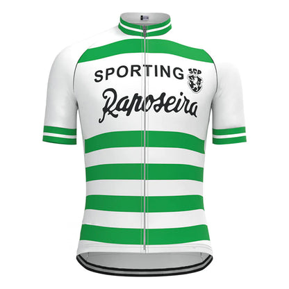 Sporting–Raposeira Green Short Sleeve Vintage Cycling Jersey Top