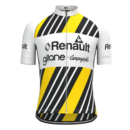 Renault Gitane Geel Vintage Korte Mouw Fietsshirt Bijpassende Set