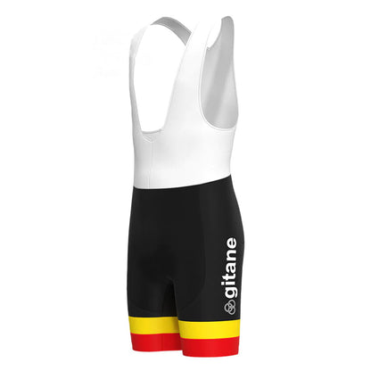 Gitane Zwart Rood Retro Korte Mouw Fietsshirt Bijpassende Sets