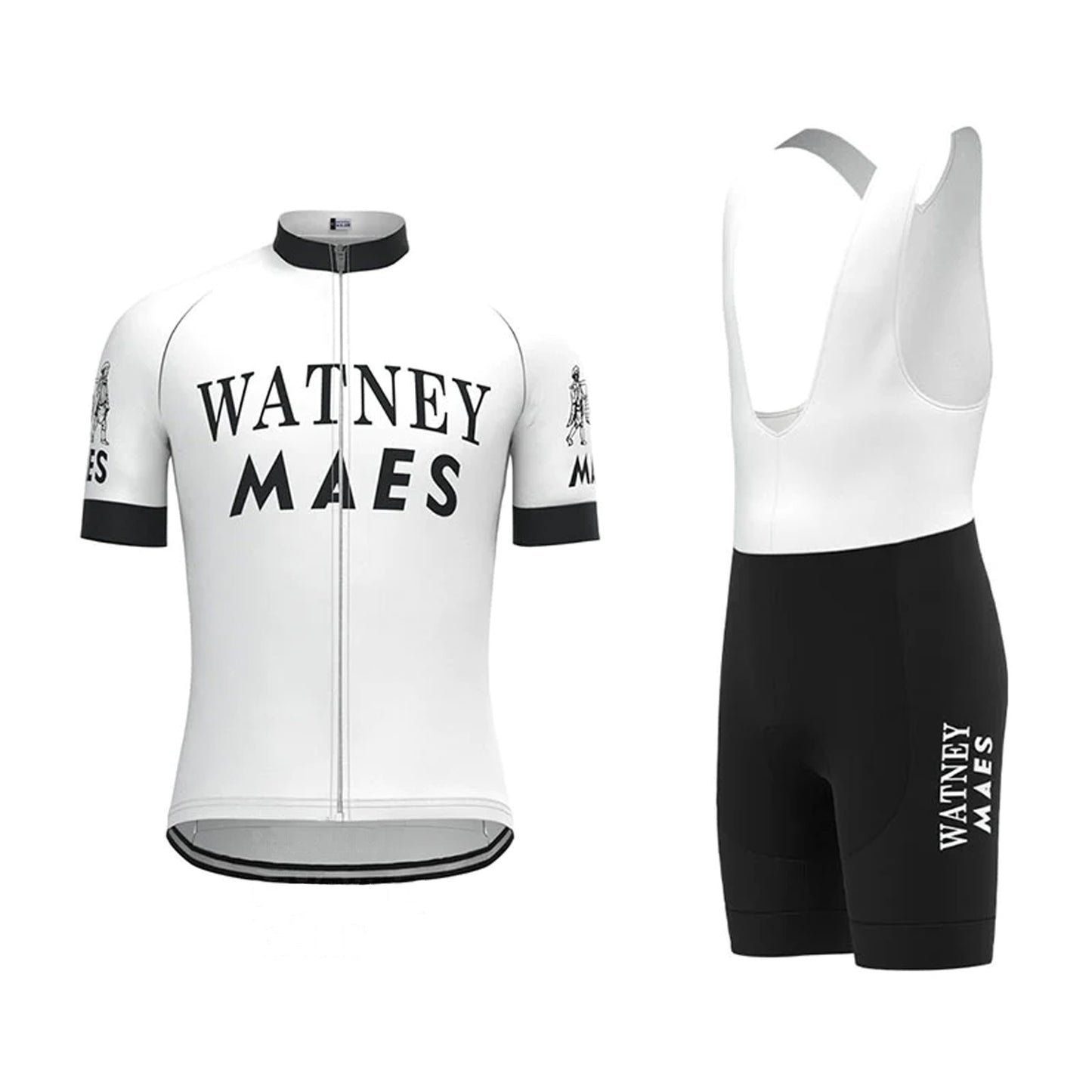 Watney Maes – Weißes Vintage-Kurzarm-Radtrikot-Set