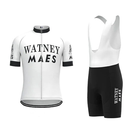 Watney Maes Wit Vintage Korte Mouw Fietsshirt Bijpassende Set