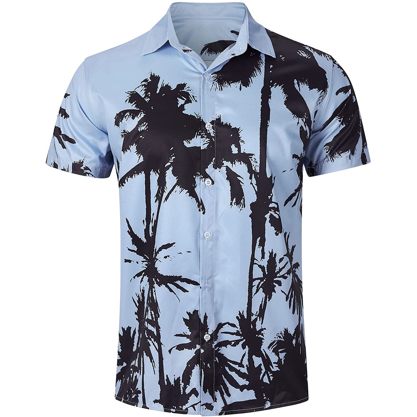 Palmboom lichtblauw grappig Hawaiiaans shirt