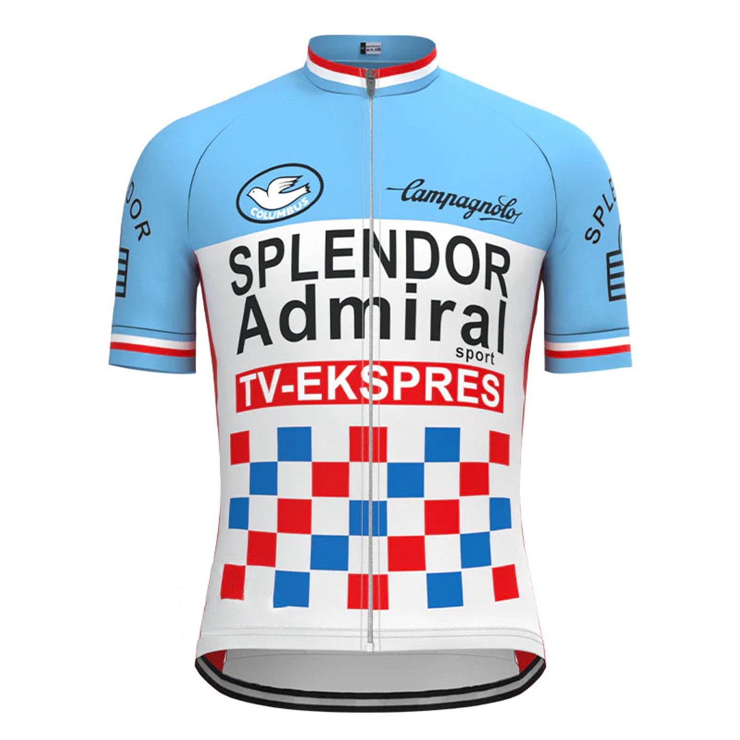 SPLENDOR Blue Short Sleeve Vintage Cycling Jersey Top