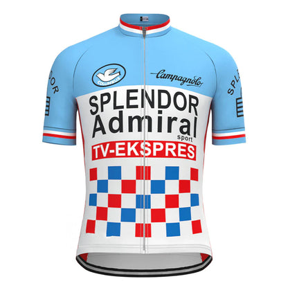 SPLENDOR Blue Short Sleeve Vintage Cycling Jersey Top