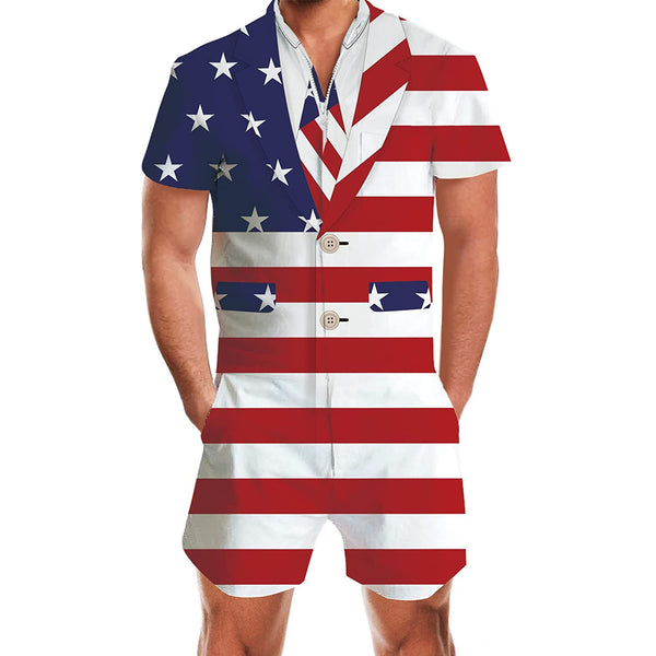 American Flag Tuxedo Funny Male Romper