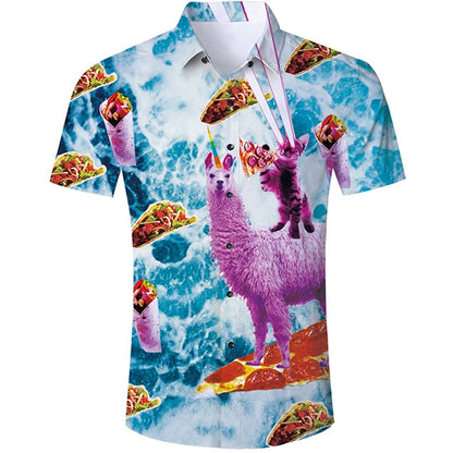 Taco Cat Rijdende Lama Grappig Hawaiiaans Shirt