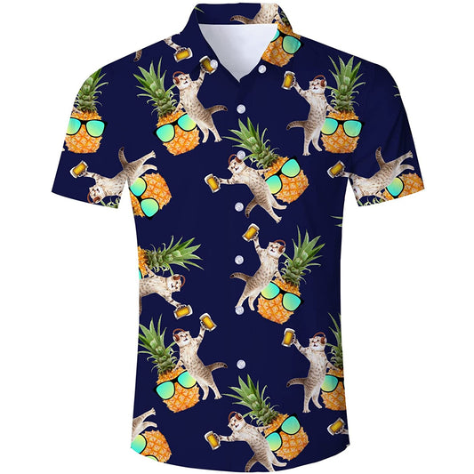 Dj Beer Cat Ananas Grappig Hawaiiaans Shirt