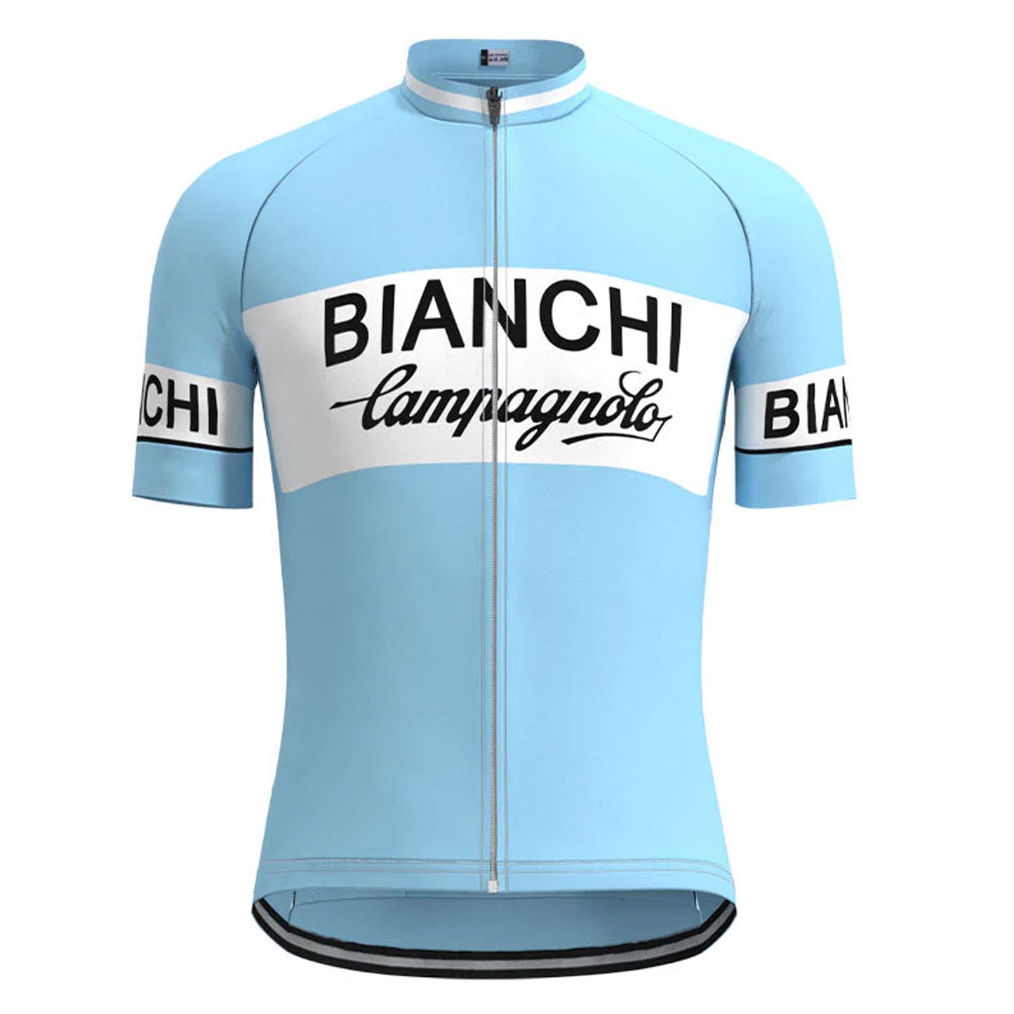 Bianchi Blue Vintage Korte Mouw Fietsshirt Bijpassende Set