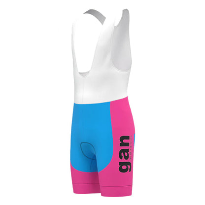 Gan Mercier Hutchinson Fahrrad-Trägershorts, Blau/Rosa, Vintage