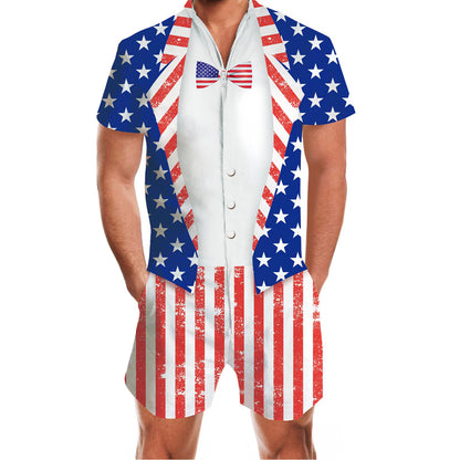 American Flag Tuxedo Funny Male Romper