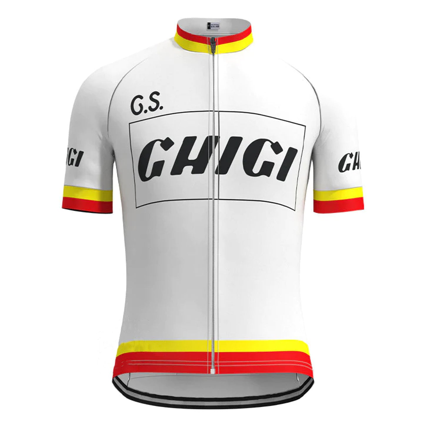 Ghigi – Weißes, kurzärmliges Vintage-Radtrikot-Set