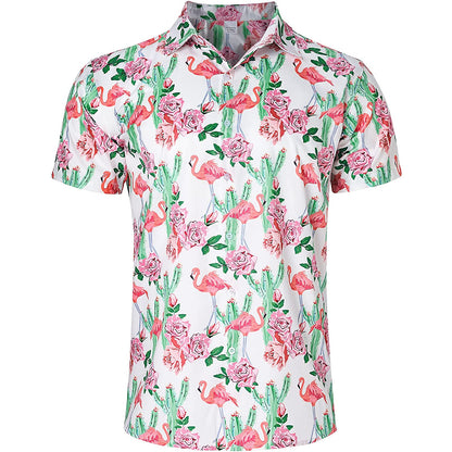 Cactus Rose Flamingo Grappig Hawaiiaans Shirt