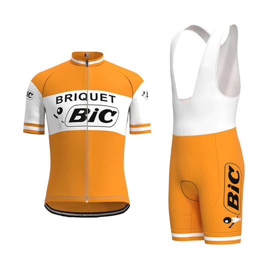 BIC Oranje Vintage Korte Mouw Fietsshirt Bijpassende Set