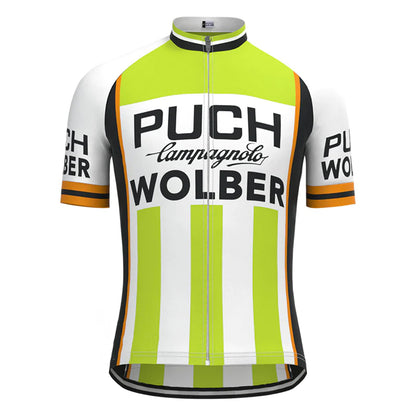 Puch Wolber Groen Korte Mouw Vintage Fietsshirt Top