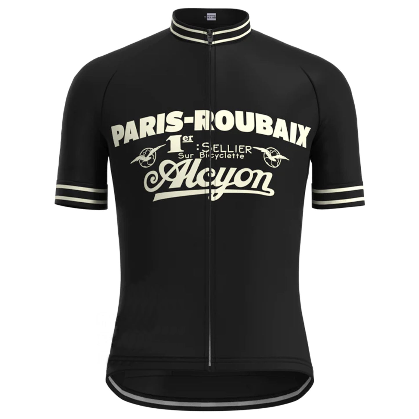 Paris Roubaix Schwarzes Vintage Kurzarm-Radtrikot-Set