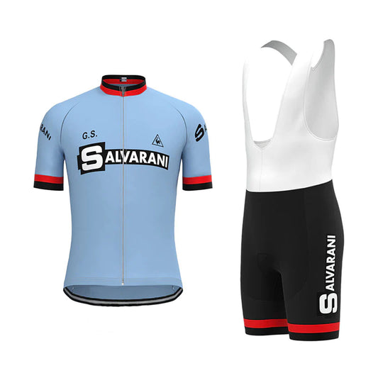 SALVARANI Blauw Vintage Korte Mouw Fietsshirt Bijpassende Set