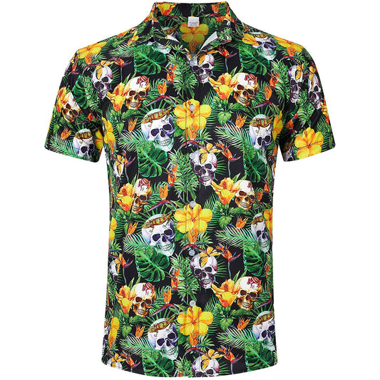 Jungle Flowers Skull Grappig Hawaiiaans Shirt