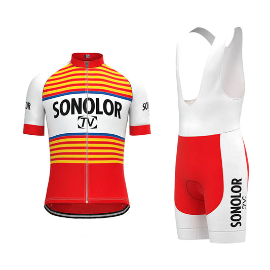 Sonolor Rood Vintage Korte Mouw Fietsshirt Bijpassende Set