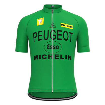 Peugeot Groen Korte Mouw Vintage Fietsshirt Top