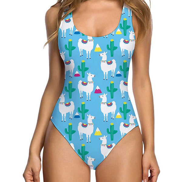 Cactus Llama Ugly One Piece Swimsuit