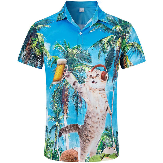 Palmboom DJ Bierkat Nieuwigheid Hawaiiaans Shirt