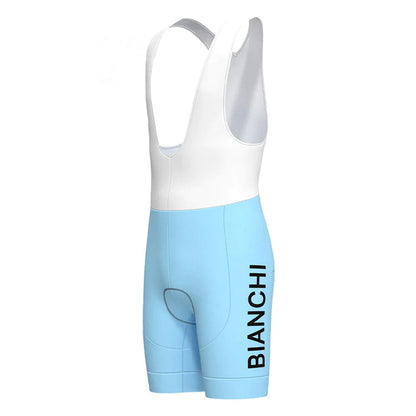 Bianchi Blue Vintage Korte Mouw Fietsshirt Bijpassende Set