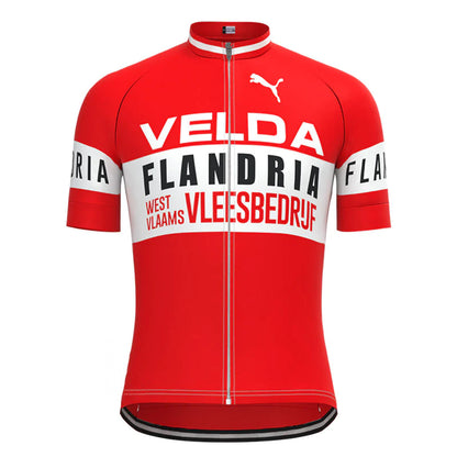 Passendes Set mit kurzärmligem Retro-Radtrikot von VELDA Flandria