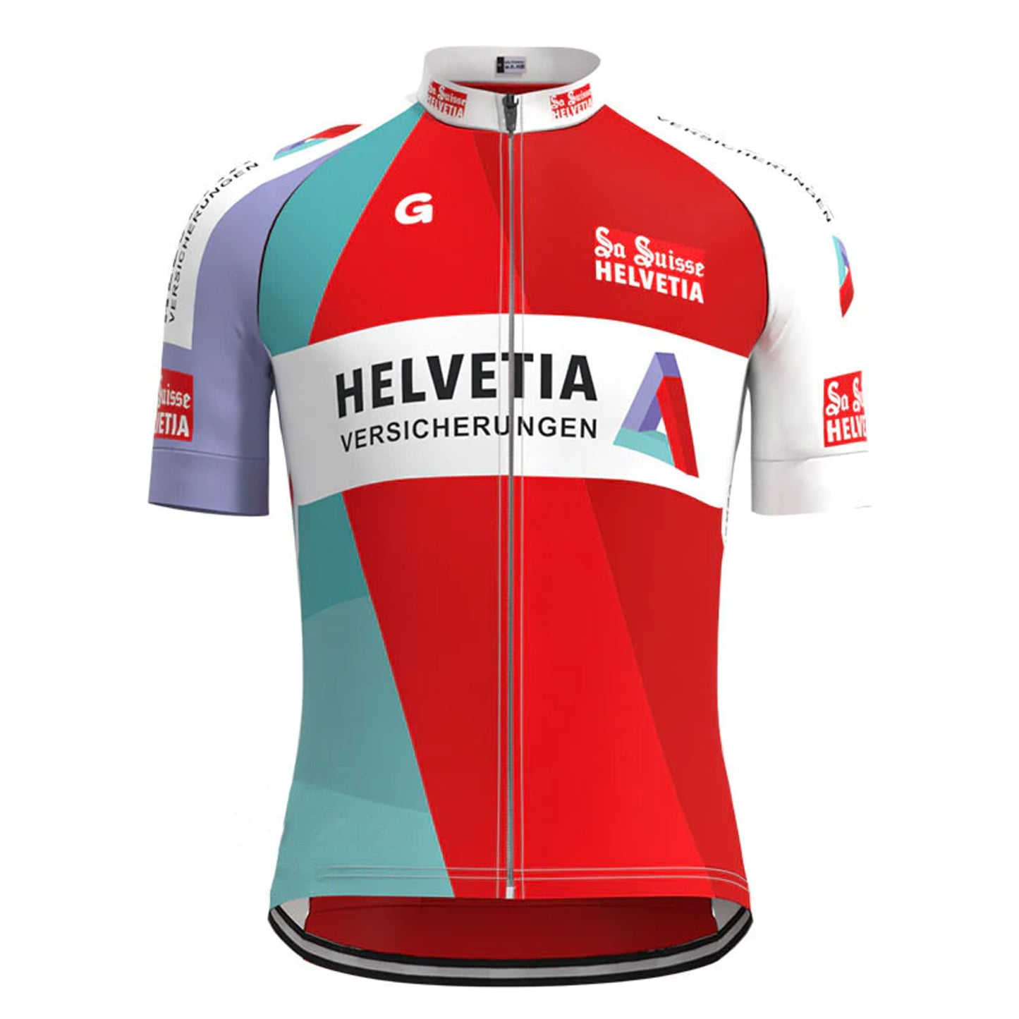 Helvetia La Suisse Rotes Retro-Kurzarm-Radtrikot, passende Sets