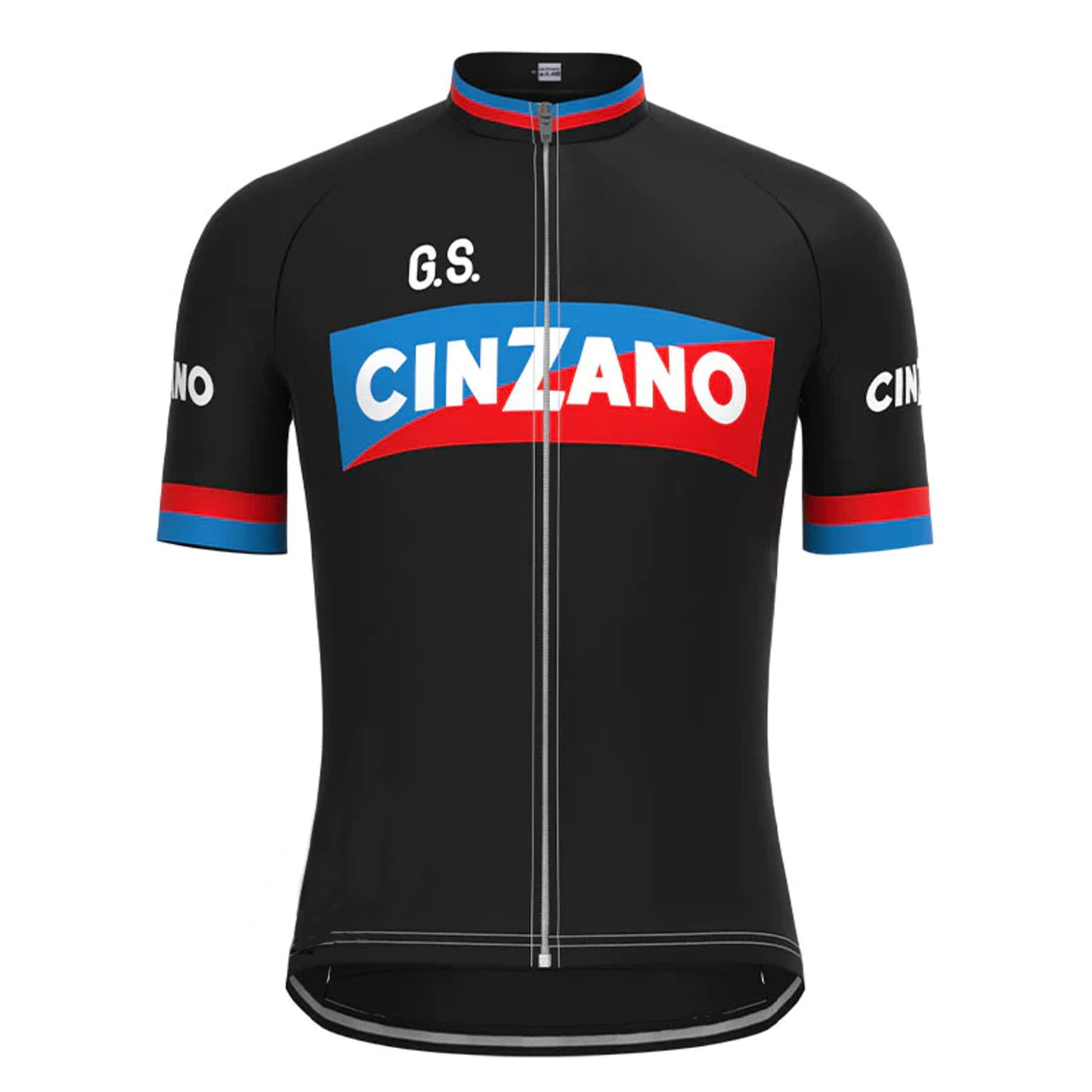 CINZANO Zwart Vintage Korte Mouw Fietsshirt Bijpassende Set