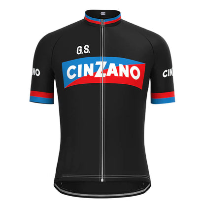 CINZANO Zwart Vintage Korte Mouw Fietsshirt Bijpassende Set