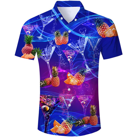 Wijn Ananas Blauw Grappig Hawaiiaans Shirt