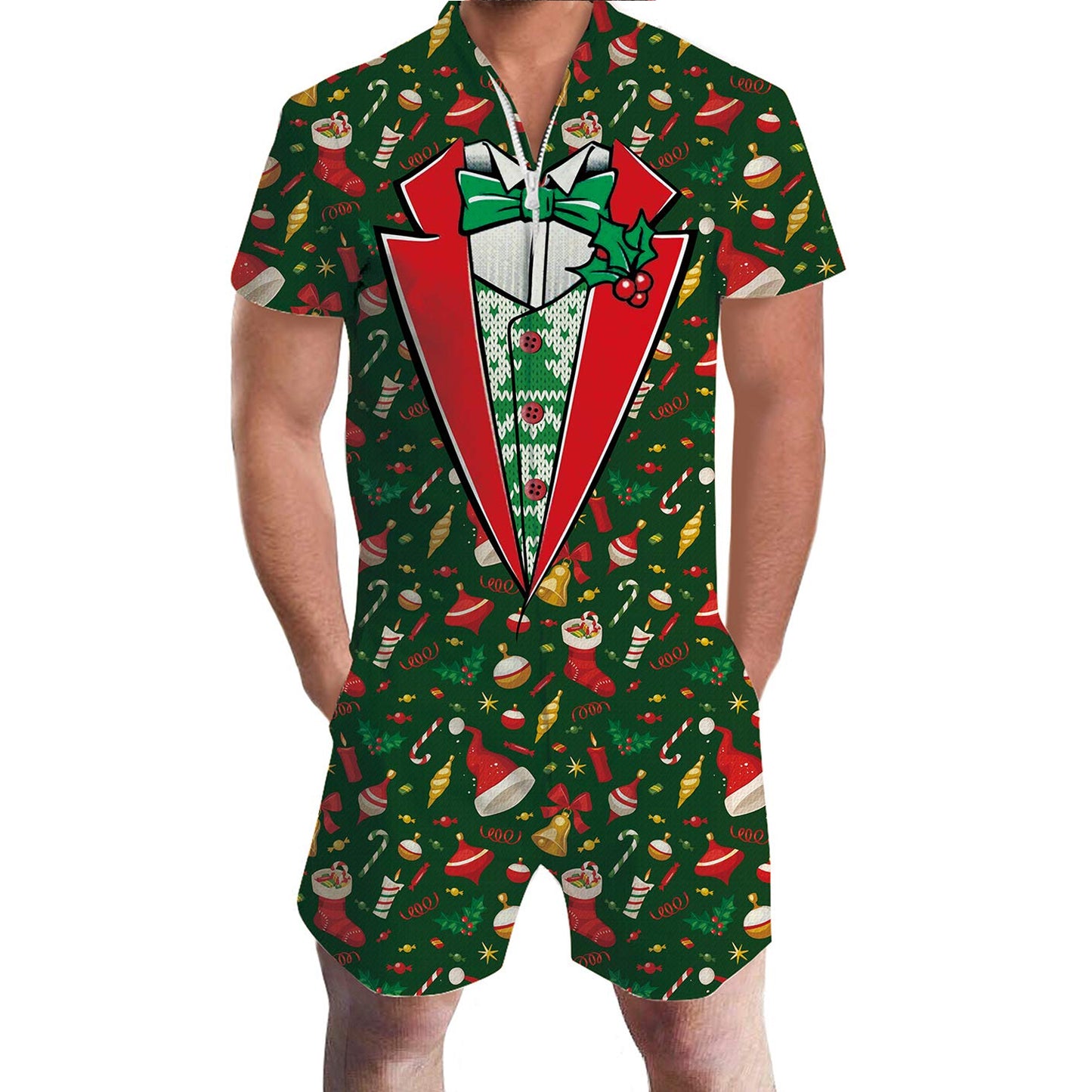 Christmas Tuxedo Funny Male Romper