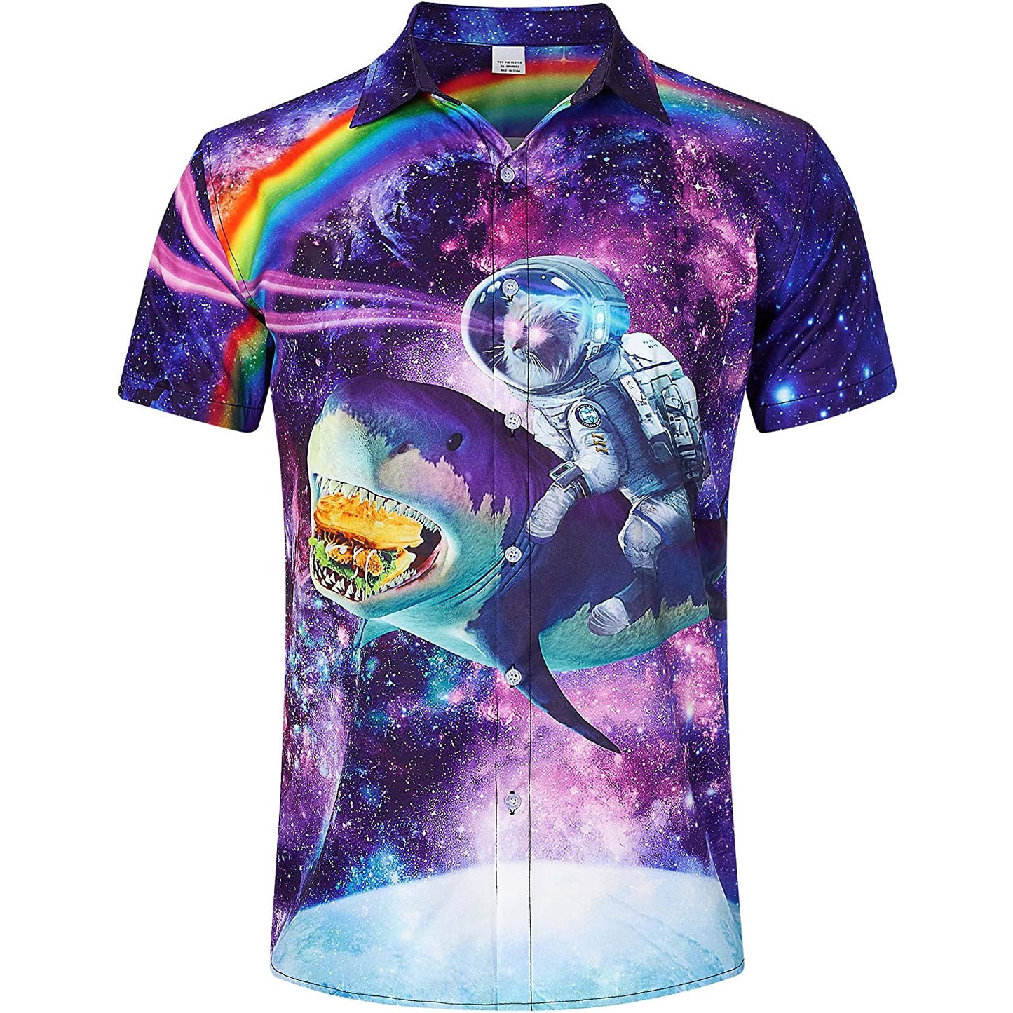 Astronaut Kat Rijdt Taco Haai Grappig Hawaiiaans Shirt