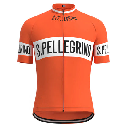 San Pellegrino Orange Vintage Short Sleeve Cycling Jersey Matching Set