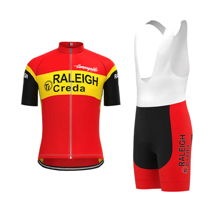 TI RALEIGH Rotes Vintage Kurzarm-Radtrikot-Set