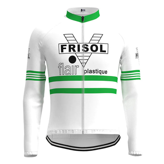 Frisol Groen Vintage Lange Mouw Fietsshirt Top