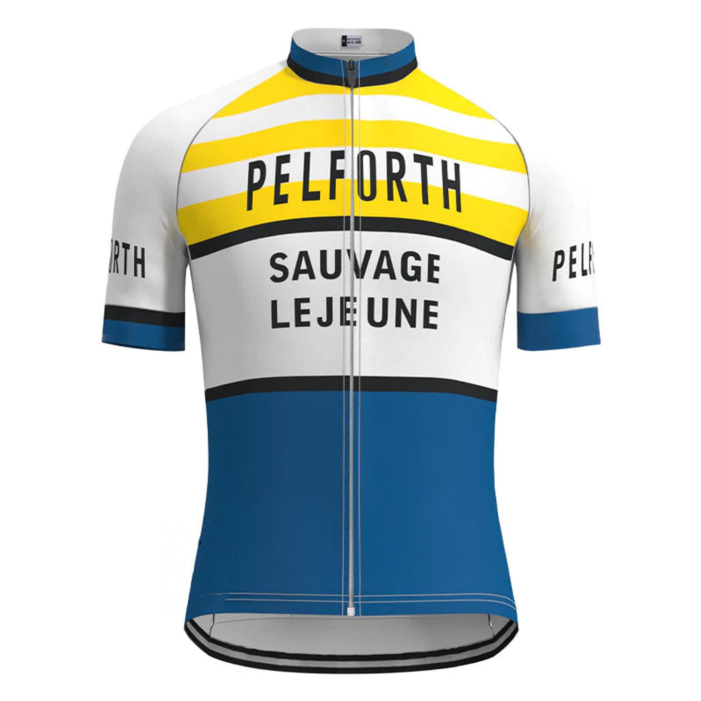 Pelforth Sauvage Lejeune Yellow Blue Vintage Short Sleeve Cycling Jersey Matching Set