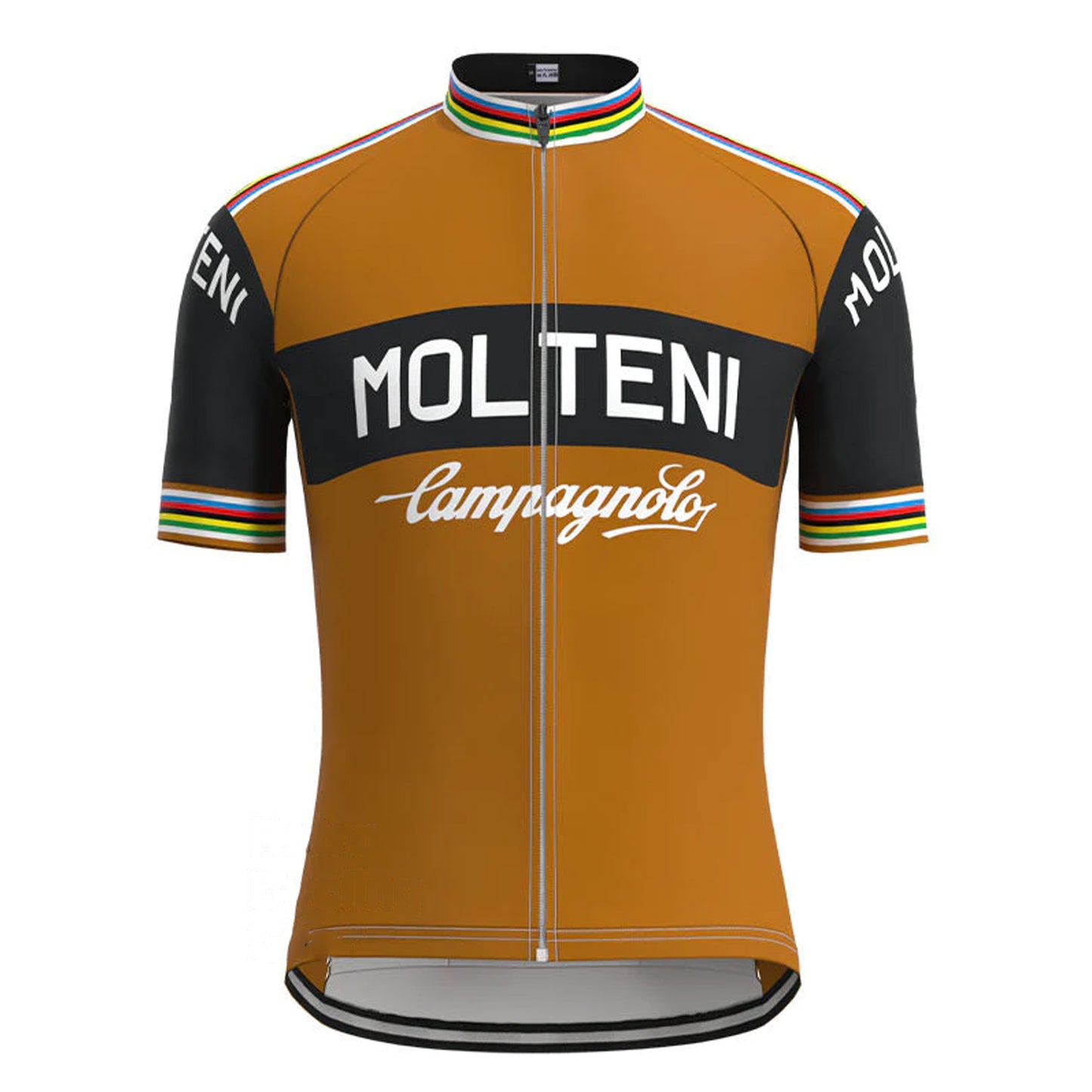 Molteni Bruin Zwart Vintage Korte Mouw Fietsshirt Bijpassende Set