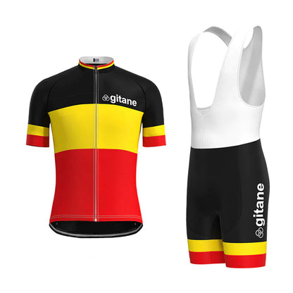 Gitane Zwart Rood Retro Korte Mouw Fietsshirt Bijpassende Sets