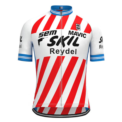 Skil-Sem Red Stripe Vintage Korte Mouw Fietsshirt Bijpassende Set