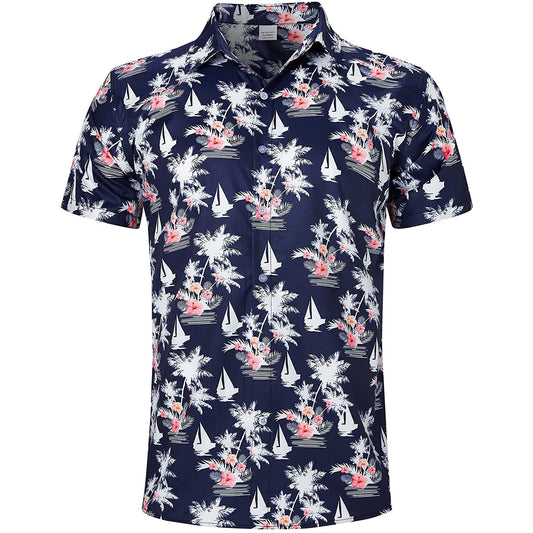 Marineblauw tropisch Hawaii boom grappig Hawaiiaans shirt