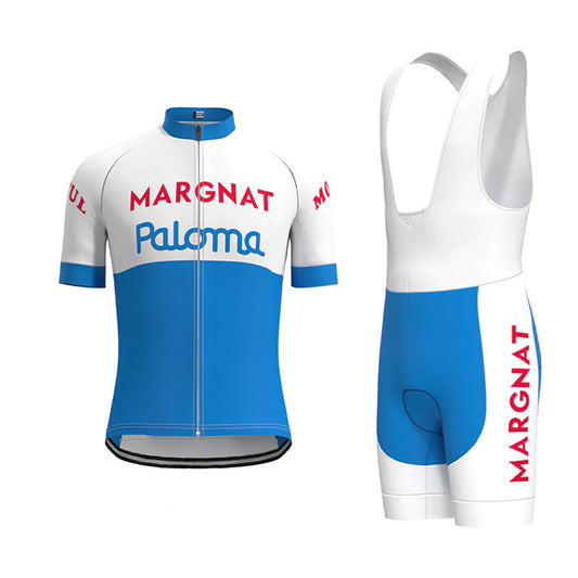 Margnat Blue Vintage Korte Mouw Fietsshirt Bijpassende Set