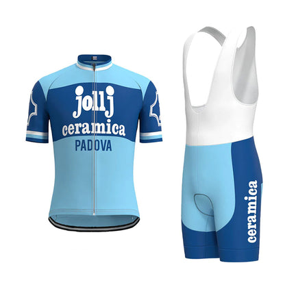 Jollj Ceramica Blau Retro Kurzarm-Radtrikot Passende Sets