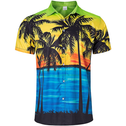 Zonsondergang Palmboom Grappig Hawaiiaans Shirt